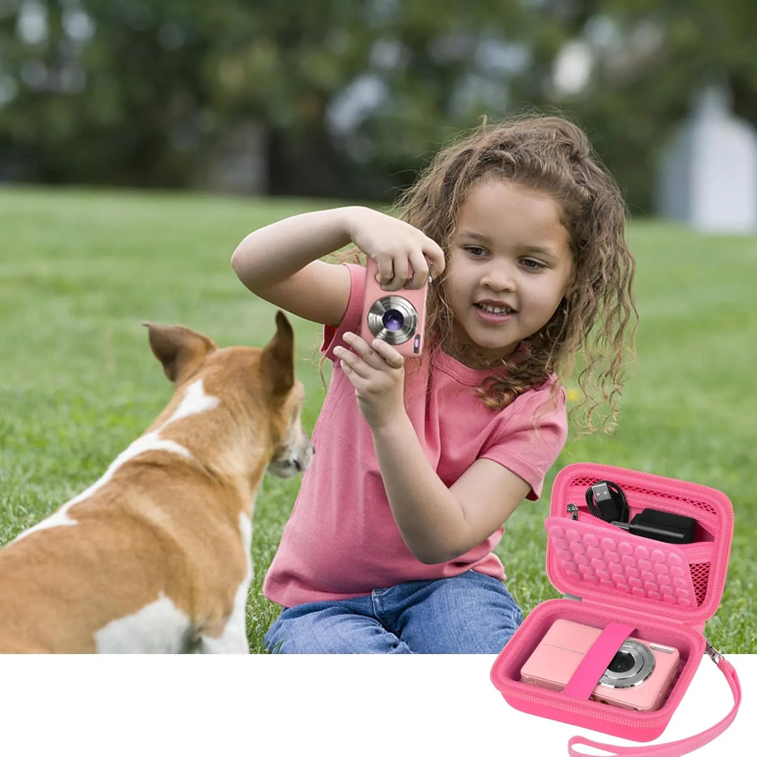 Boobowl Digital Camera Case Compatible with Yifecial/for EROOLU/for VAHOIALD/for Kaisoon/for Kodak Pixpro/for Canon PowerShot ELPH 180 190/ for Sony DSCW800 DSCW830 Kids Cameras -Deep Pink