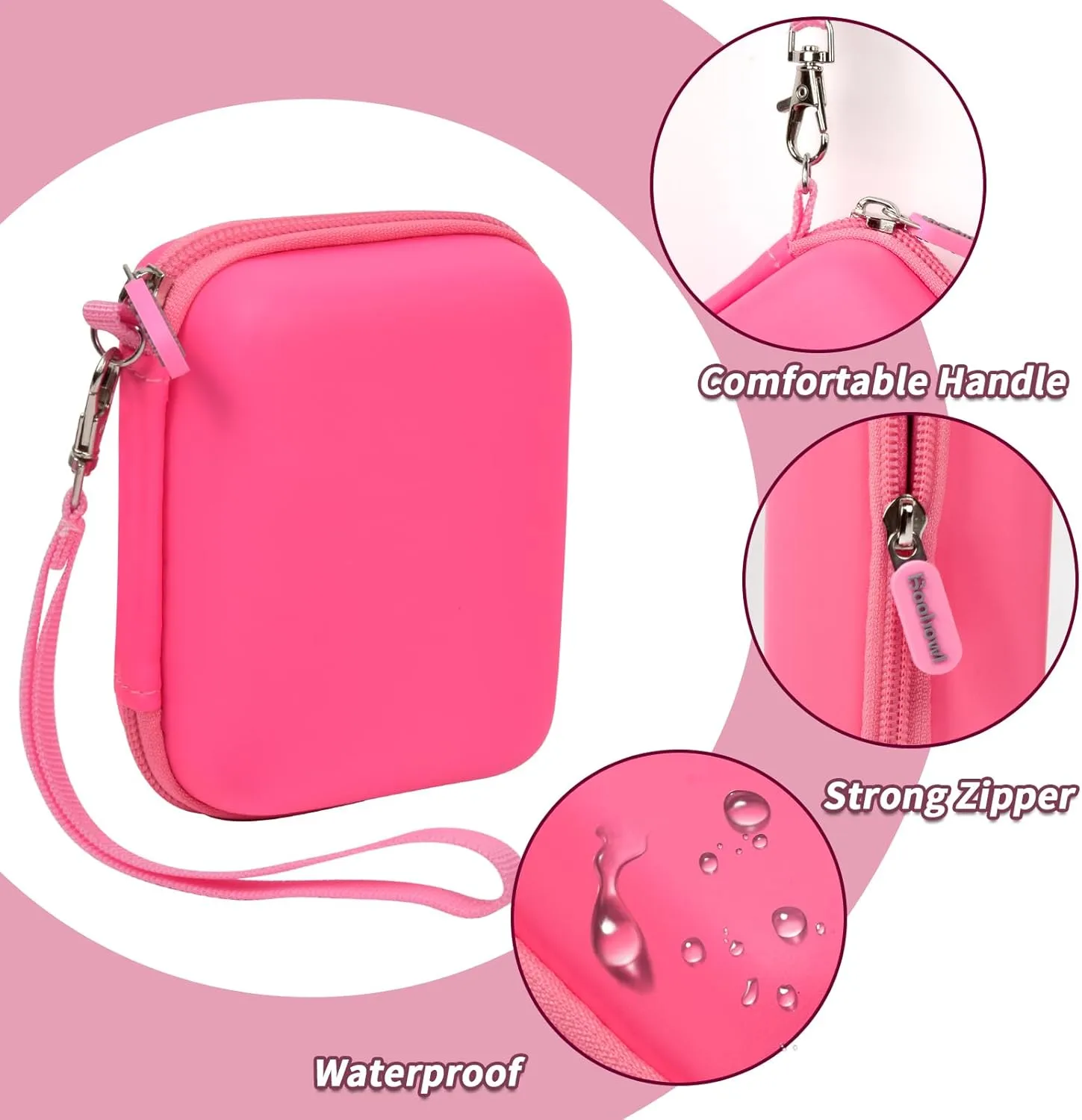 Boobowl Digital Camera Case Compatible with Yifecial/for EROOLU/for VAHOIALD/for Kaisoon/for Kodak Pixpro/for Canon PowerShot ELPH 180 190/ for Sony DSCW800 DSCW830 Kids Cameras -Deep Pink