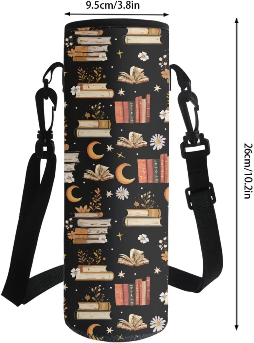 Books Moon Daisy Floral Pattern 4Pcs Children Schoolbag Set Large Backpack with Lunch Box Pencil Pouch and Water Bottle Holder for Teens Boys Girls Bookbag Set