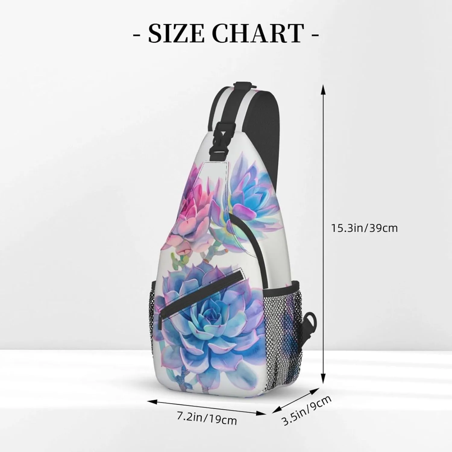 Botanical Succulent Sling Backpack Chest Bag Crossbody Shoulder Bag Gym Cycling Travel Hiking Daypack For Men Women
