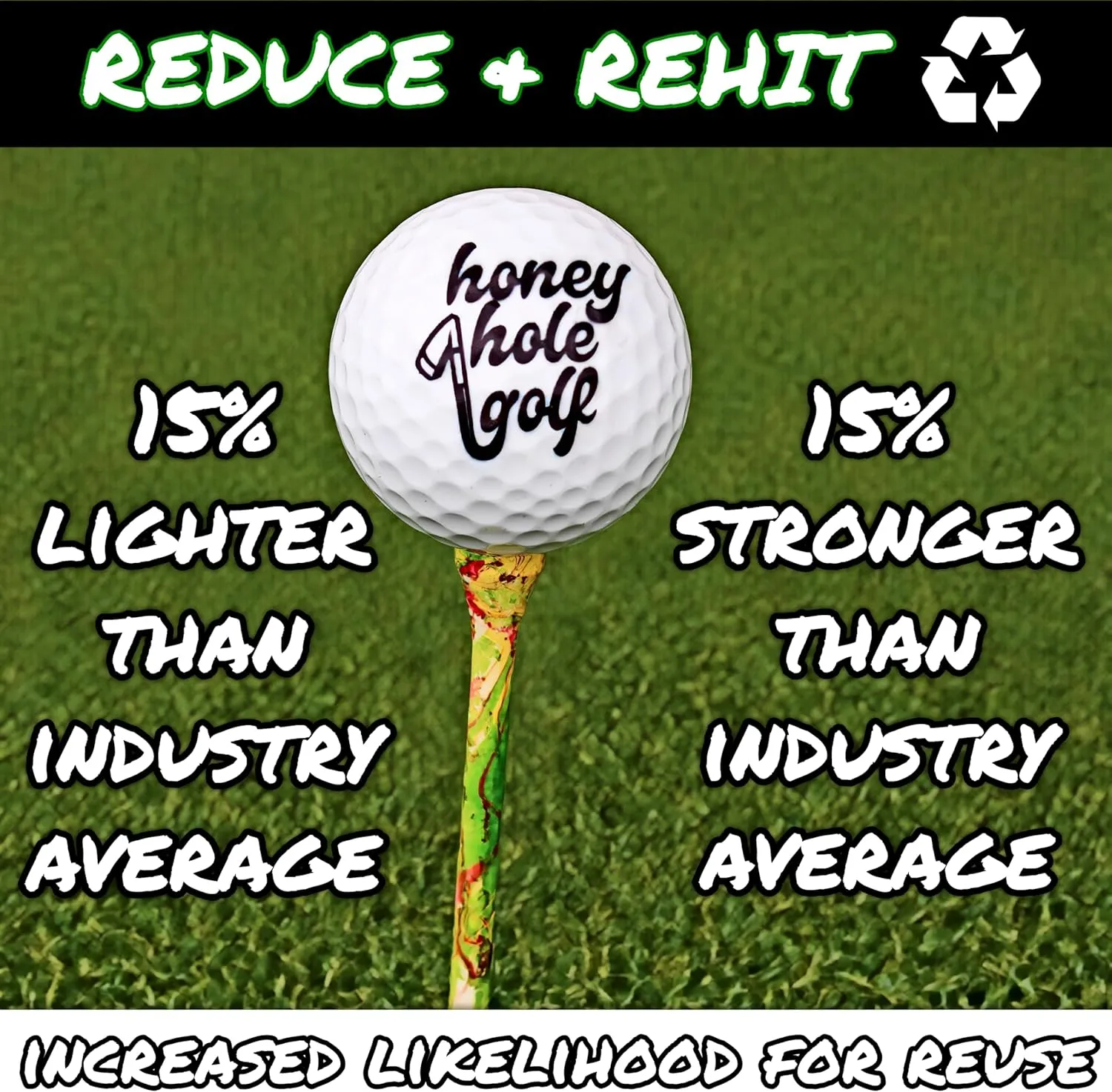 Break-Resistant Wooden Golf Tees – Above Average Eco-Coating for Added Strength for Increased Reuse - Packaged in 20 Count Round Ready Snag Gift Bags - 3 ¼” Golf Tees
