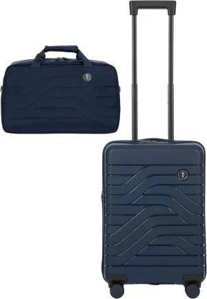 Bric's B|Y Ulisse 21-Inch Spinner & Duffel Bag Set - Luxury Carry-On Luggage with Spinner Wheels and Premium Weekender Bag - Durable Polypropylene and Polycarbonate - Ocean Blue