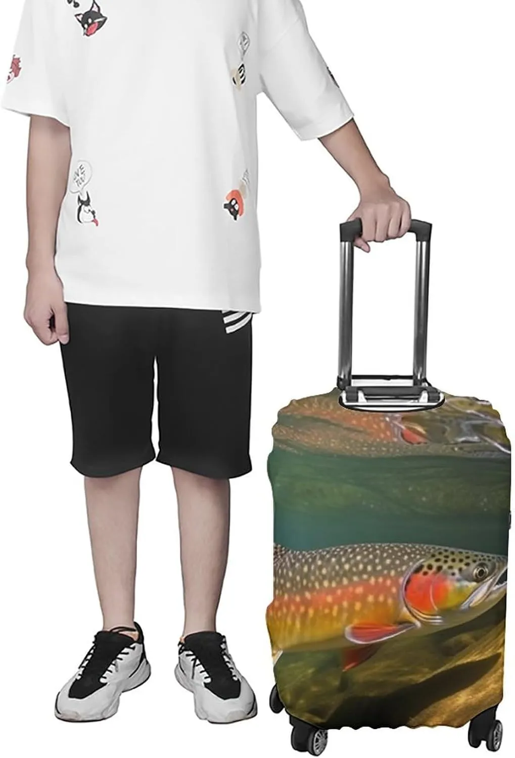 Brook Trout Fly Fishing Luggage Cover for Suitcase Tsa Approved Stylish Suitcase Covers Washable Stretch Suitcase Protector Anti-Scratch Travel Baggage Covers for 19-32 Inch Luggage