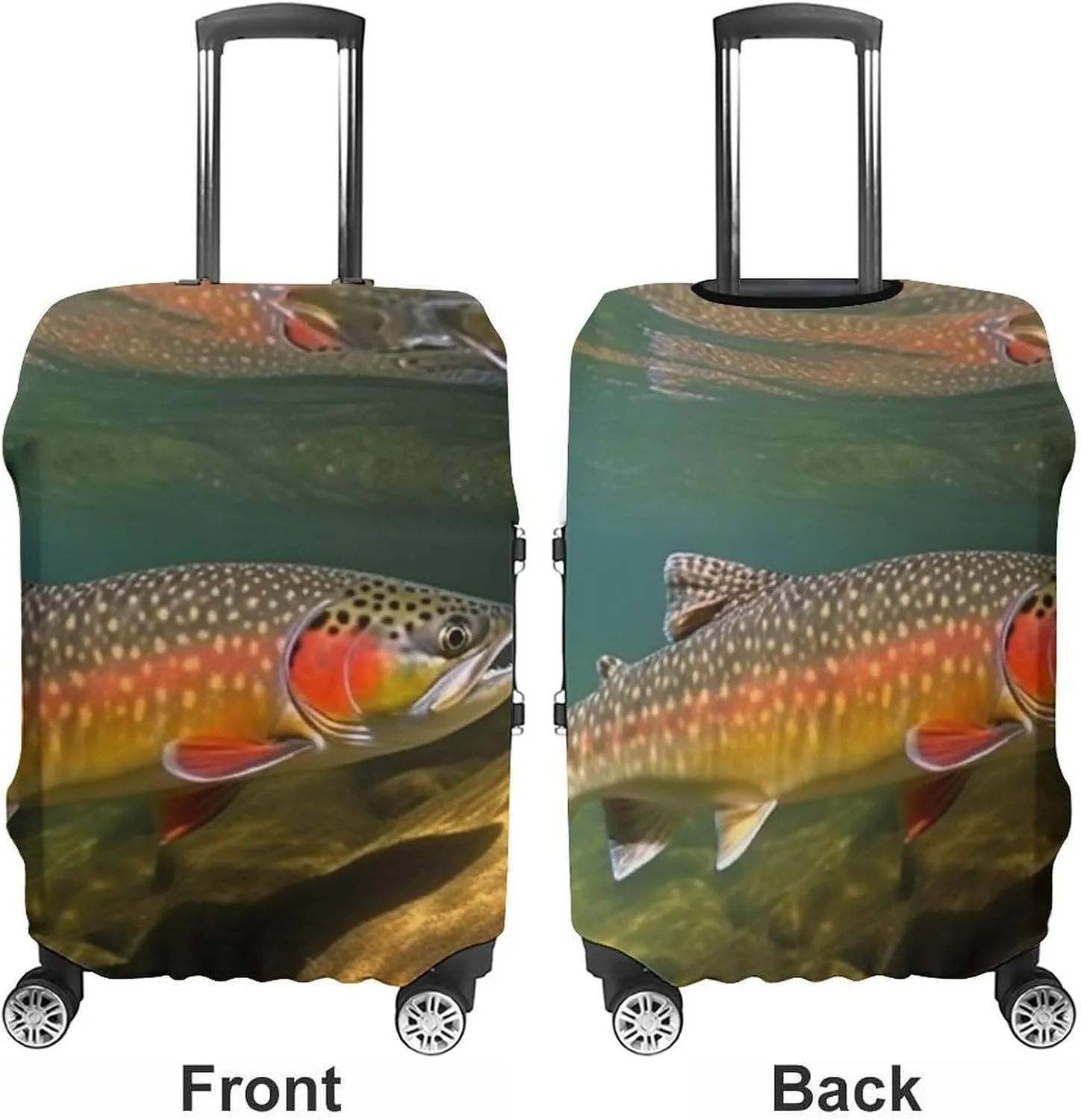 Brook Trout Fly Fishing Luggage Cover for Suitcase Tsa Approved Stylish Suitcase Covers Washable Stretch Suitcase Protector Anti-Scratch Travel Baggage Covers for 19-32 Inch Luggage