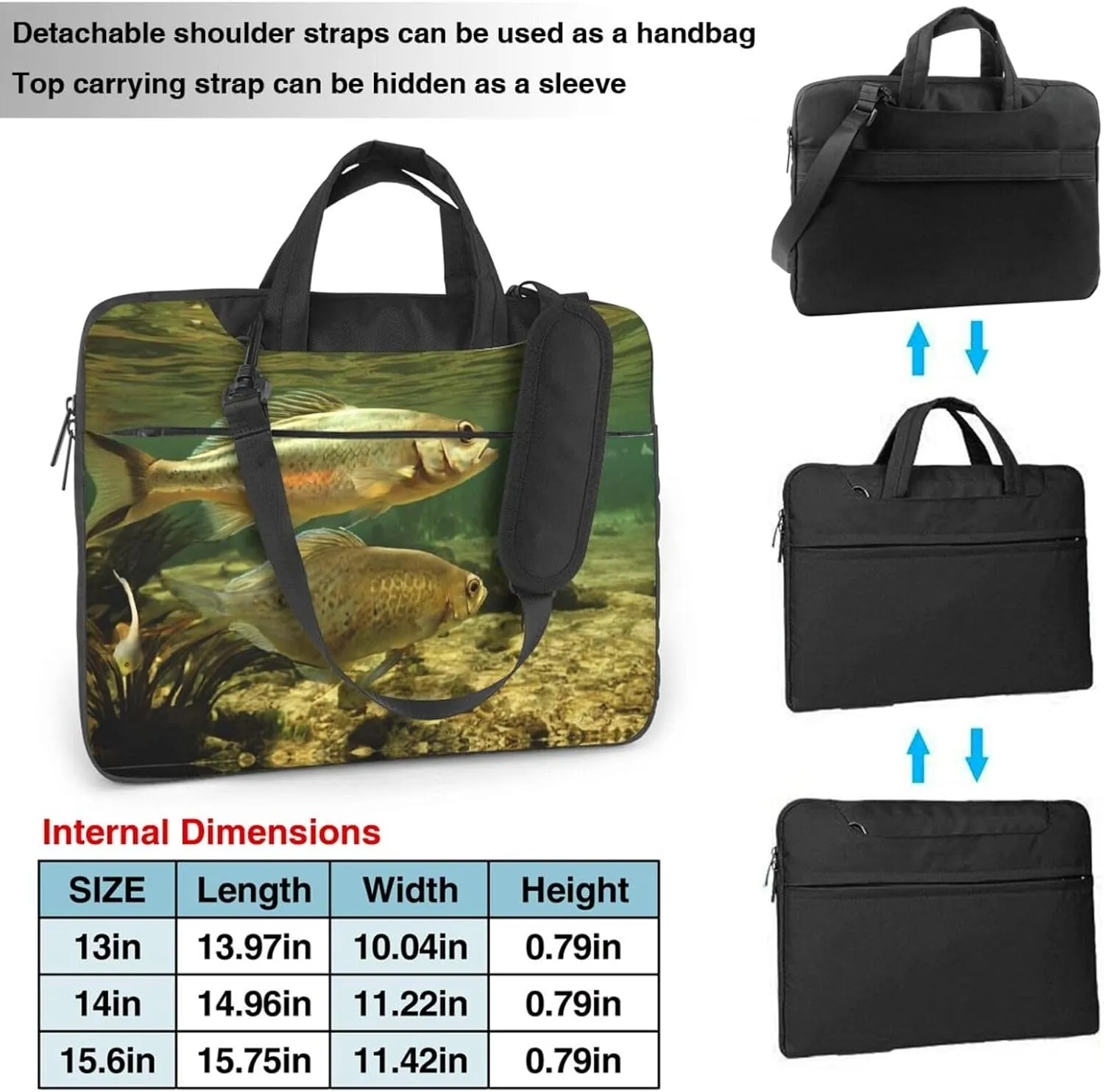 Brook Trout Fly Fishing Print Laptop Bag Premium Laptop Bag With Shock-Absorbing Lining, For Everyday Use And Travel