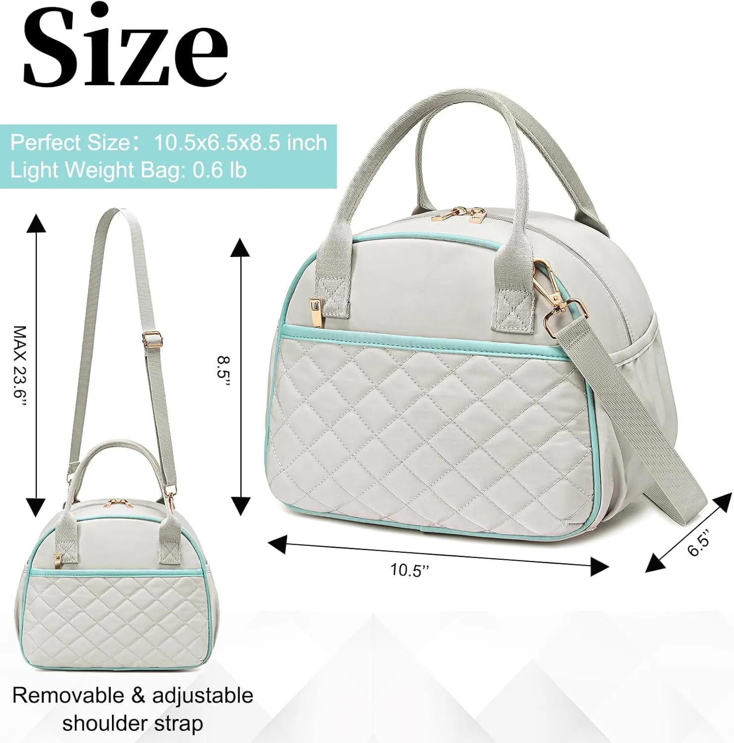 BTOOP Lunch Box for Women Men Insulated Lunch Bag Quilted Lunchbox Cute Adult Lunch Tote with Adjustable Shoulder Strap Reusable Lunch Bags Water Resistant for Travel Work Picnic