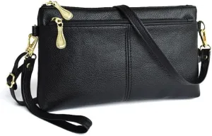 BTYAW Clutch purse for women - Wrist Strap Crossbody Bag Simple and Elegant Small Crossbody Bags Handbag for Women (Midnight Black)