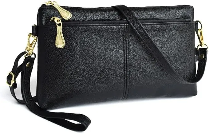 BTYAW Clutch purse for women - Wrist Strap Crossbody Bag Simple and Elegant Small Crossbody Bags Handbag for Women (Midnight Black)