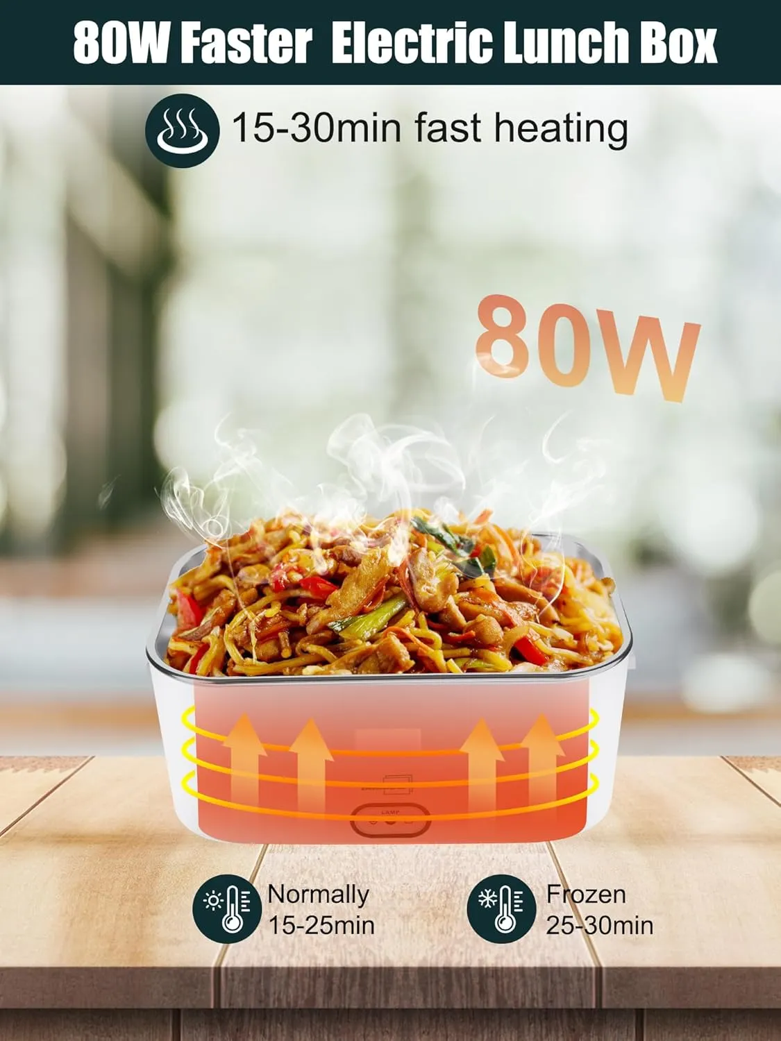 Buddew Electric Lunch Box 80W Food Heater 1.8L Large Capacity Heated Lunch Box 3 in 1 12V/24V/110V Portable Lunch Warmer for Car/Truck/Home/Office with Carry Bag and Fork and Spoon (Gray)