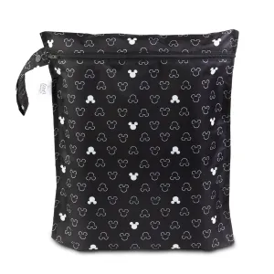 Bumkins Disney Waterproof Wet Bag for Baby, Travel, Swim Suit, Cloth Diapers, Pump Parts, Pool, Beach, Gym Clothes, Toiletry, Hook to Stroller, Daycare, Zip Reusable Wetdry Packing, Mickey Mouse Icon