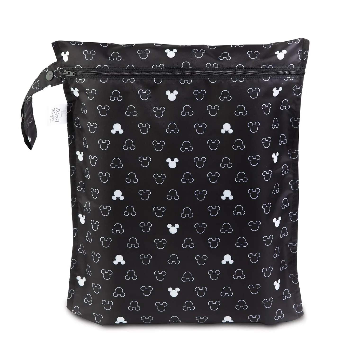 Bumkins Disney Waterproof Wet Bag for Baby, Travel, Swim Suit, Cloth Diapers, Pump Parts, Pool, Beach, Gym Clothes, Toiletry, Hook to Stroller, Daycare, Zip Reusable Wetdry Packing, Mickey Mouse Icon