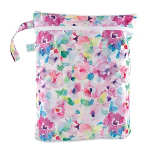 Bumkins Waterproof Wet Dry Bag for Baby, Travel, Swimsuit, Cloth Diaper, Pump Parts, Pool, Beach, Gym Clothes, Toiletry, Hook to Stroller, Daycare, Zip Reusable Wetdry Packing Pouch, Watercolor Floral