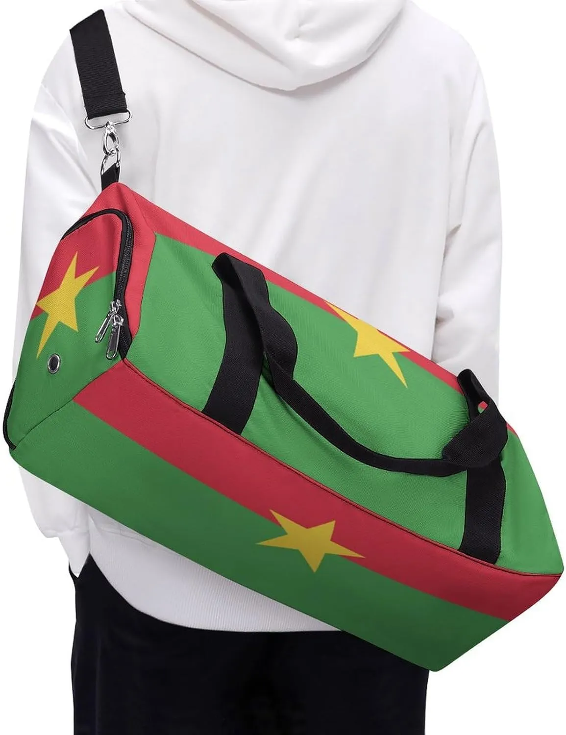 Burkina Faso Flag Duffel Bag for Boys Girls with Waterproof Shoe Compartment Travel