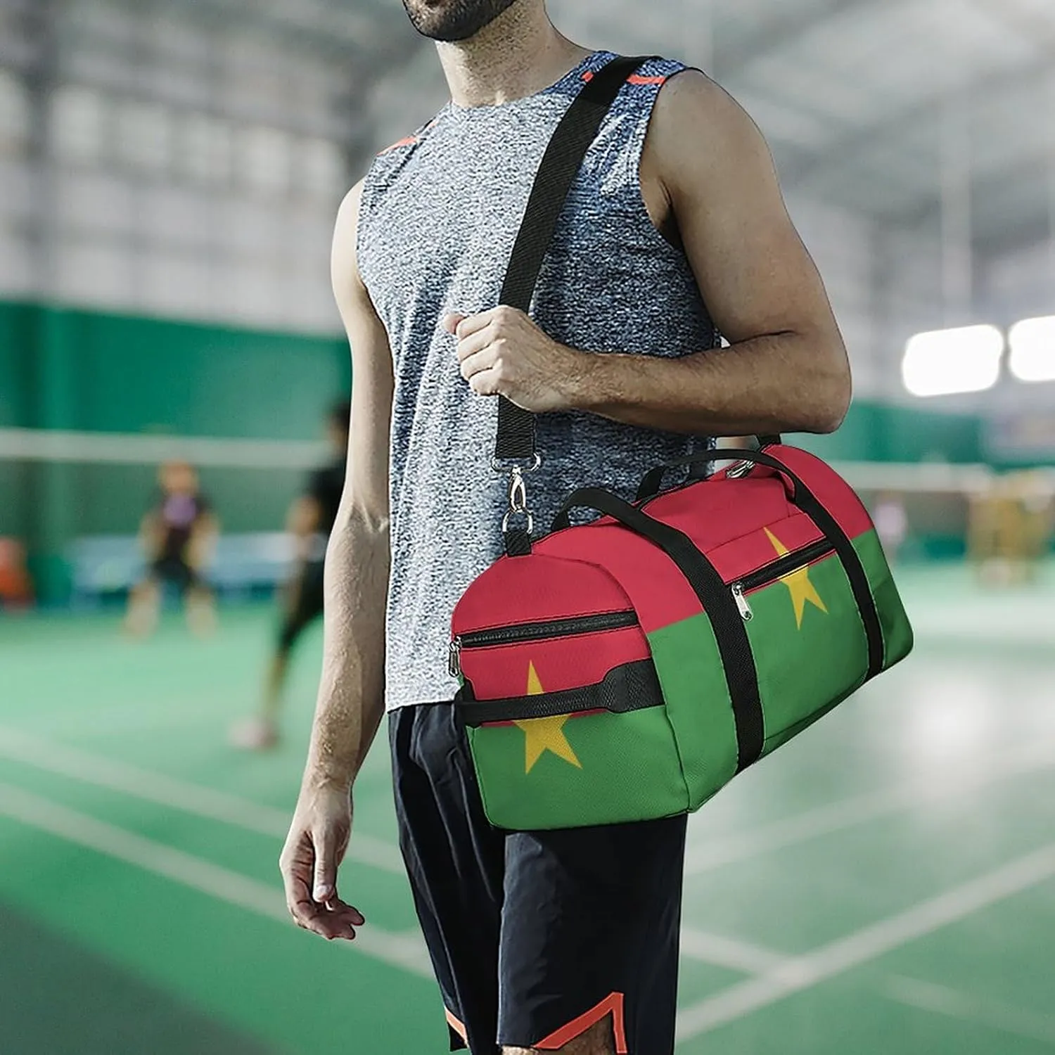 Burkina Faso Flag Duffel Bag for Boys Girls with Waterproof Shoe Compartment Travel