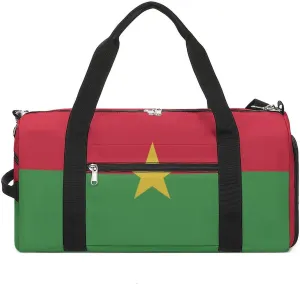 Burkina Faso Flag Duffel Bag for Boys Girls with Waterproof Shoe Compartment Travel