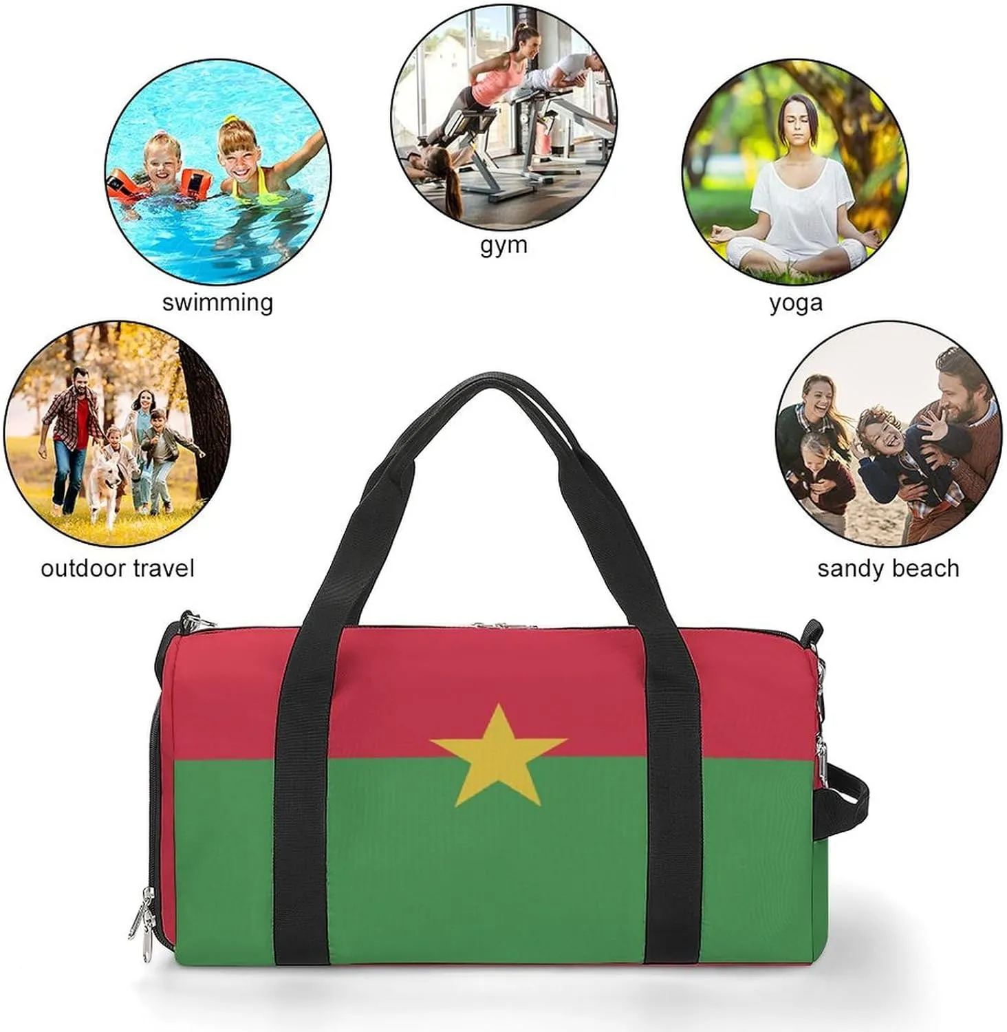 Burkina Faso Flag Duffel Bag for Boys Girls with Waterproof Shoe Compartment Travel
