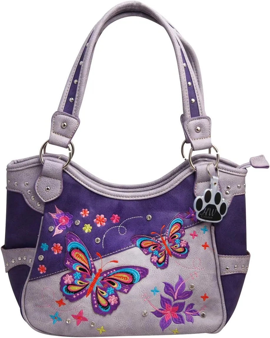 Butterfly Purse Western Country Shoulder Handbag Wallet Set for Women