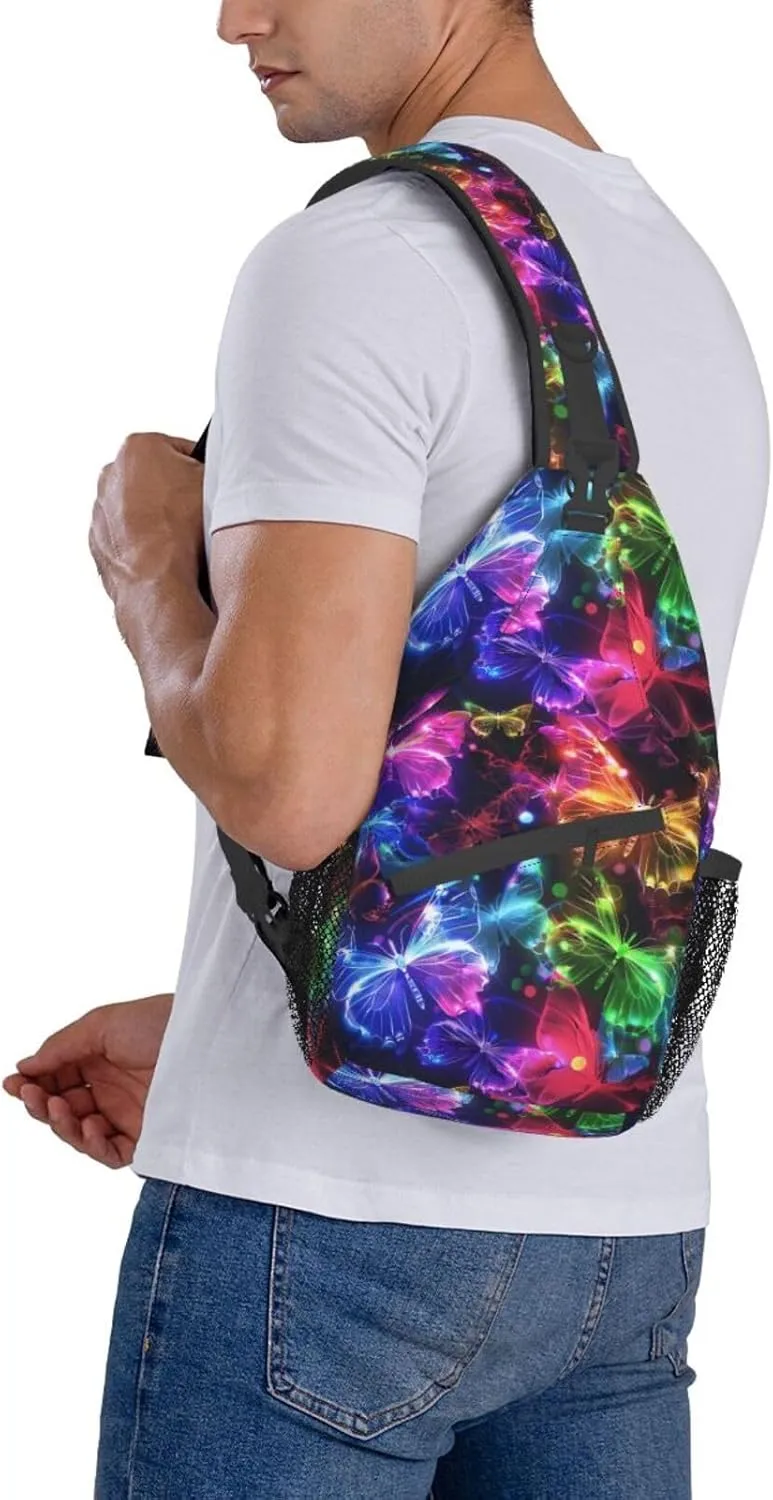 Butterfly Sling Backpack Chest Bag Crossbody Shoulder Bag Gym Cycling Travel Hiking Daypack For Men Women