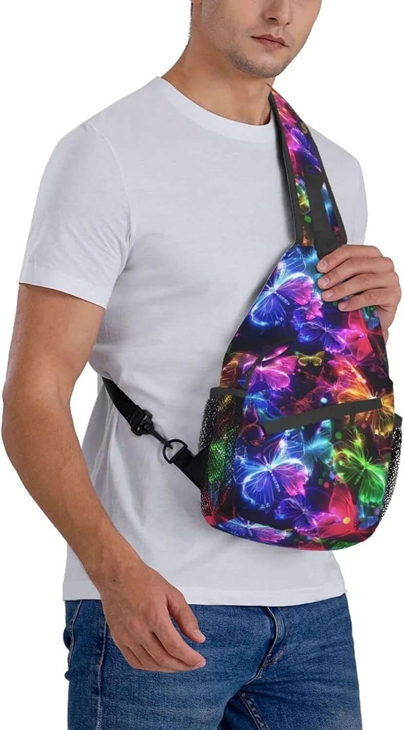 Butterfly Sling Backpack Chest Bag Crossbody Shoulder Bag Gym Cycling Travel Hiking Daypack For Men Women