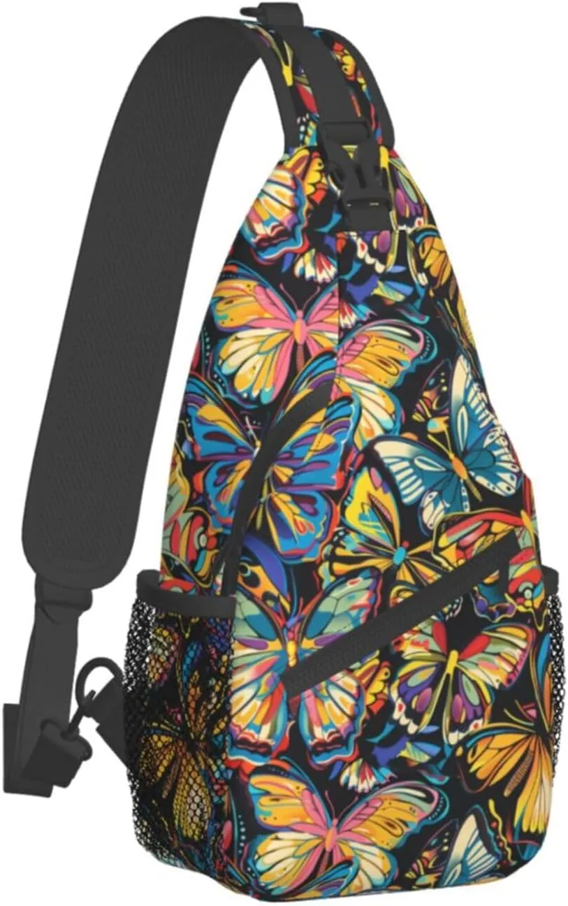 Butterfly Sling Backpack Chest Bag Crossbody Shoulder Bag Gym Cycling Travel Hiking Daypack For Men Women