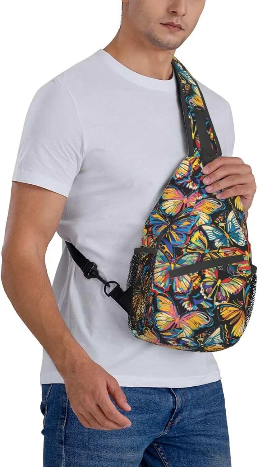 Butterfly Sling Backpack Chest Bag Crossbody Shoulder Bag Gym Cycling Travel Hiking Daypack For Men Women