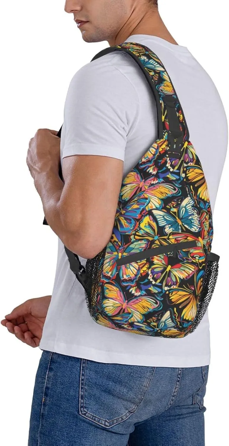 Butterfly Sling Backpack Chest Bag Crossbody Shoulder Bag Gym Cycling Travel Hiking Daypack For Men Women