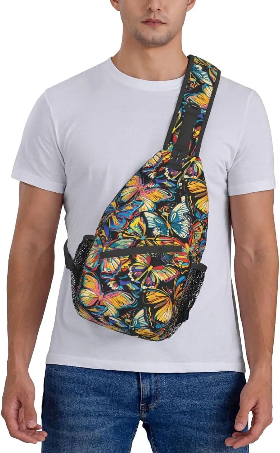 Butterfly Sling Backpack Chest Bag Crossbody Shoulder Bag Gym Cycling Travel Hiking Daypack For Men Women