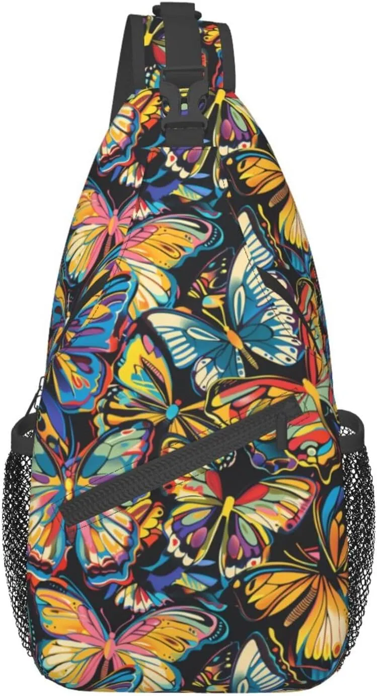 Butterfly Sling Backpack Chest Bag Crossbody Shoulder Bag Gym Cycling Travel Hiking Daypack For Men Women