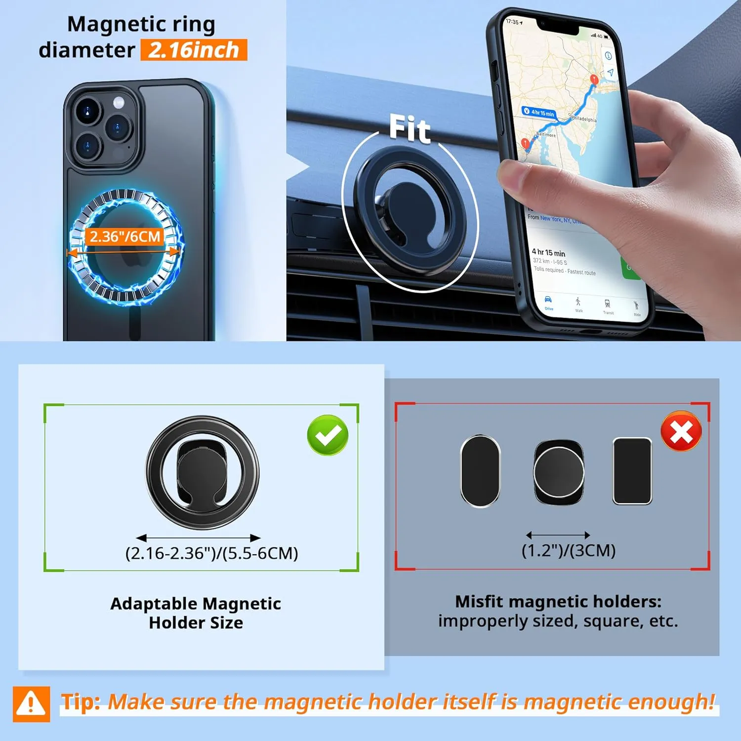CACOE Magnetic Case for iPhone 14 Pro Max 6.7 inch-Compatible with MagSafe & Magnetic Car Phone Mount,Anti-Fingerprint TPU Thin Phone Cases Cover Protective Shockproof (Matte Black)