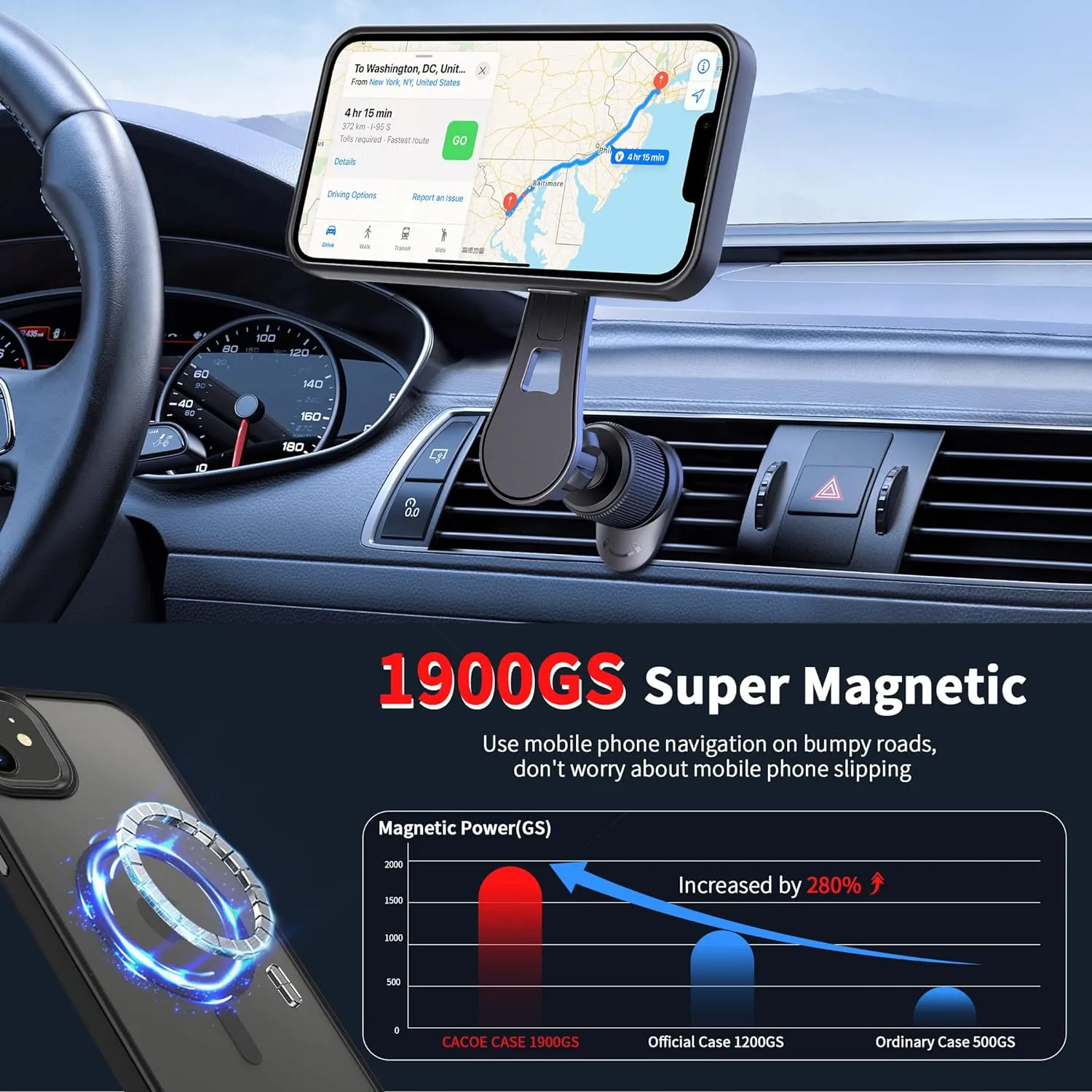 CACOE Magnetic Case for iPhone 14 Pro Max 6.7 inch-Compatible with MagSafe & Magnetic Car Phone Mount,Anti-Fingerprint TPU Thin Phone Cases Cover Protective Shockproof (Matte Black)