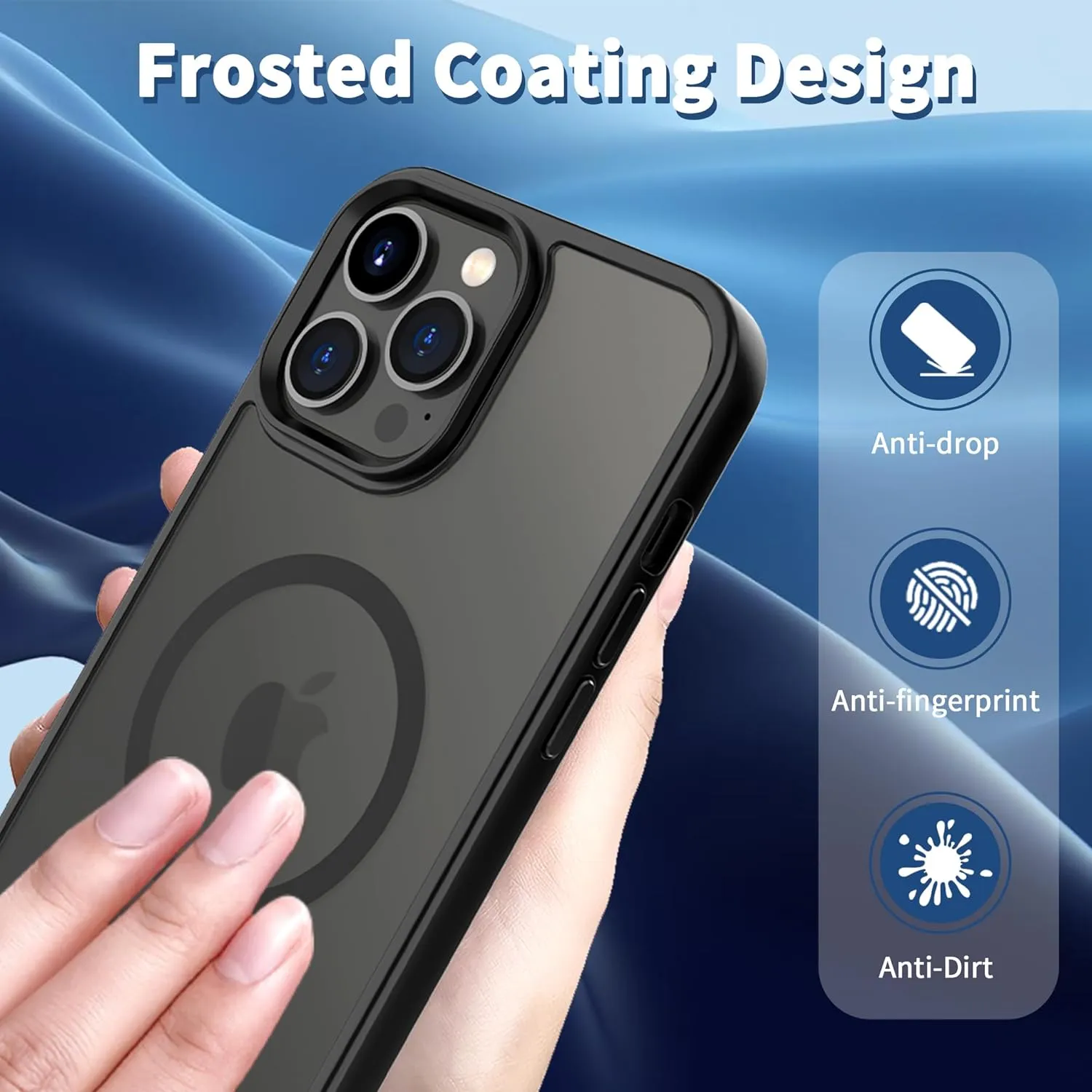 CACOE Magnetic Case for iPhone 14 Pro Max 6.7 inch-Compatible with MagSafe & Magnetic Car Phone Mount,Anti-Fingerprint TPU Thin Phone Cases Cover Protective Shockproof (Matte Black)