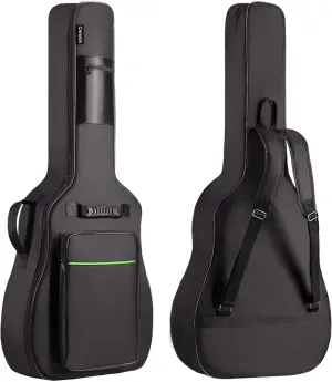 CAHAYA Acoustic Guitar Bag 0.35 In Thick Padding for 40 41 42 in Acoustic Guitars Waterproof Dual Adjustable Shoulder Strap Guitar Case Gig Bag with Back Hanger Loop, Green CY0291