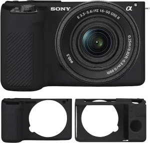 Camera Case for Sony Alpha ZVE10 II Camera, Digital Camera Soft Silicone Protective Bag, Silicone Cover Rubber Soft Camera Case, Black