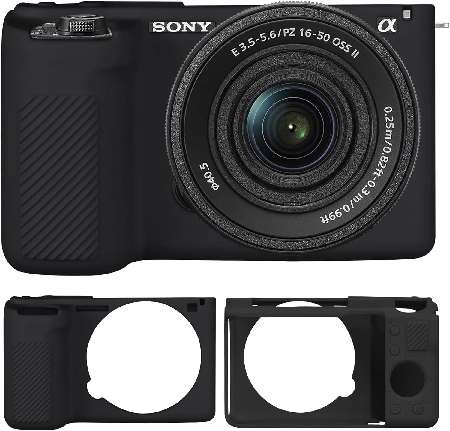 Camera Case for Sony Alpha ZVE10 II Camera, Digital Camera Soft Silicone Protective Bag, Silicone Cover Rubber Soft Camera Case, Black