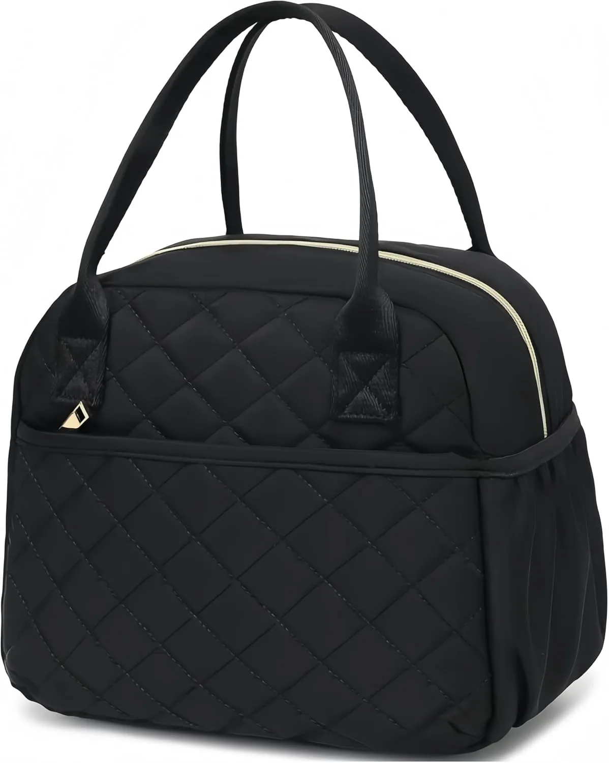 CAMTOP Lunch Box for Women Insulated Lunch Bag Lunchbox Cooler Thermal Leakproof Quilted Reusable Lunch Tote Bag for Work School Travel Picnic (Black)