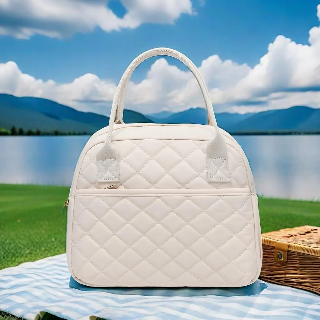 CAMTOP Lunch Box for Women Insulated Lunch Bag Lunchbox Cooler Thermal Leakproof Quilted Reusable Lunch Tote Bag for Work School Travel Picnic