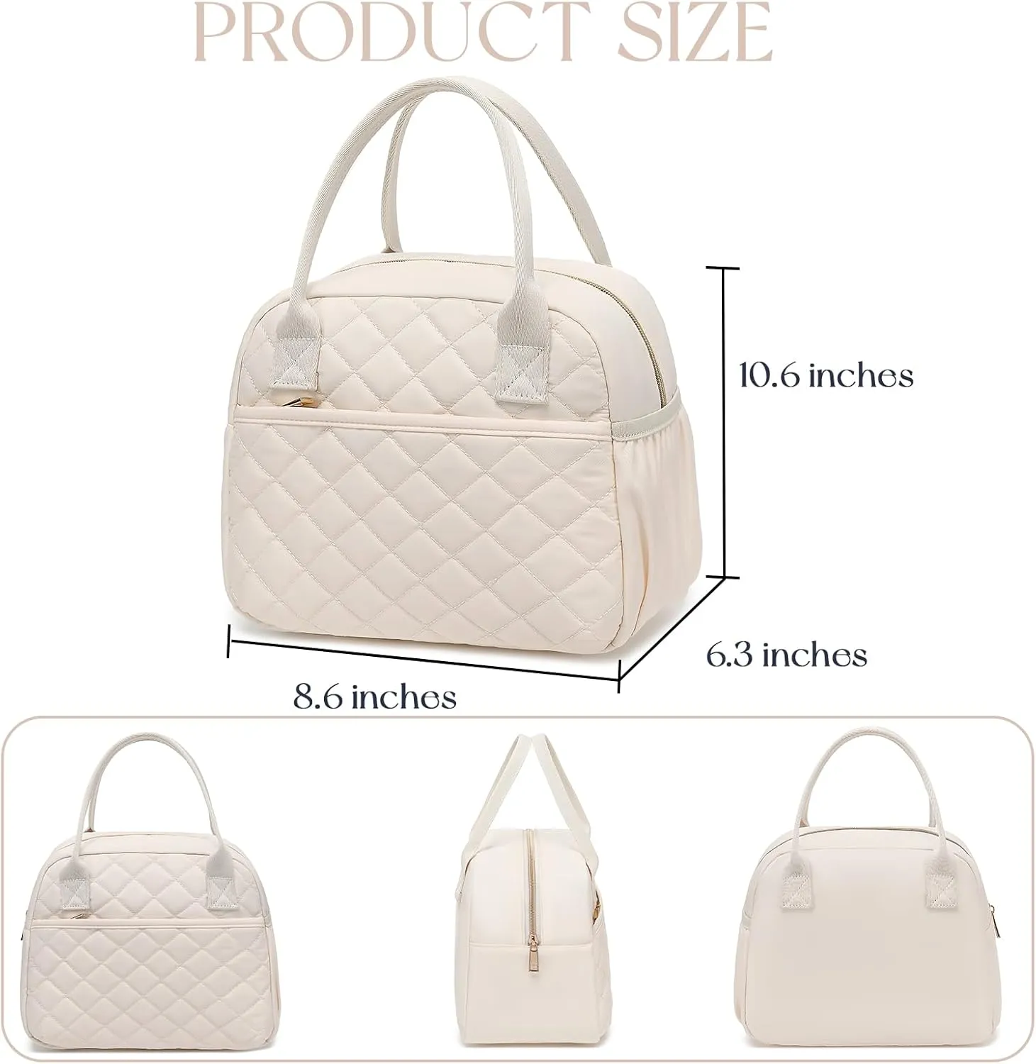 CAMTOP Lunch Box for Women Insulated Lunch Bag Lunchbox Cooler Thermal Leakproof Quilted Reusable Lunch Tote Bag for Work School Travel Picnic