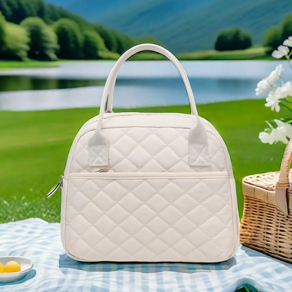 CAMTOP Lunch Box for Women Insulated Lunch Bag Lunchbox Cooler Thermal Leakproof Quilted Reusable Lunch Tote Bag for Work School Travel Picnic