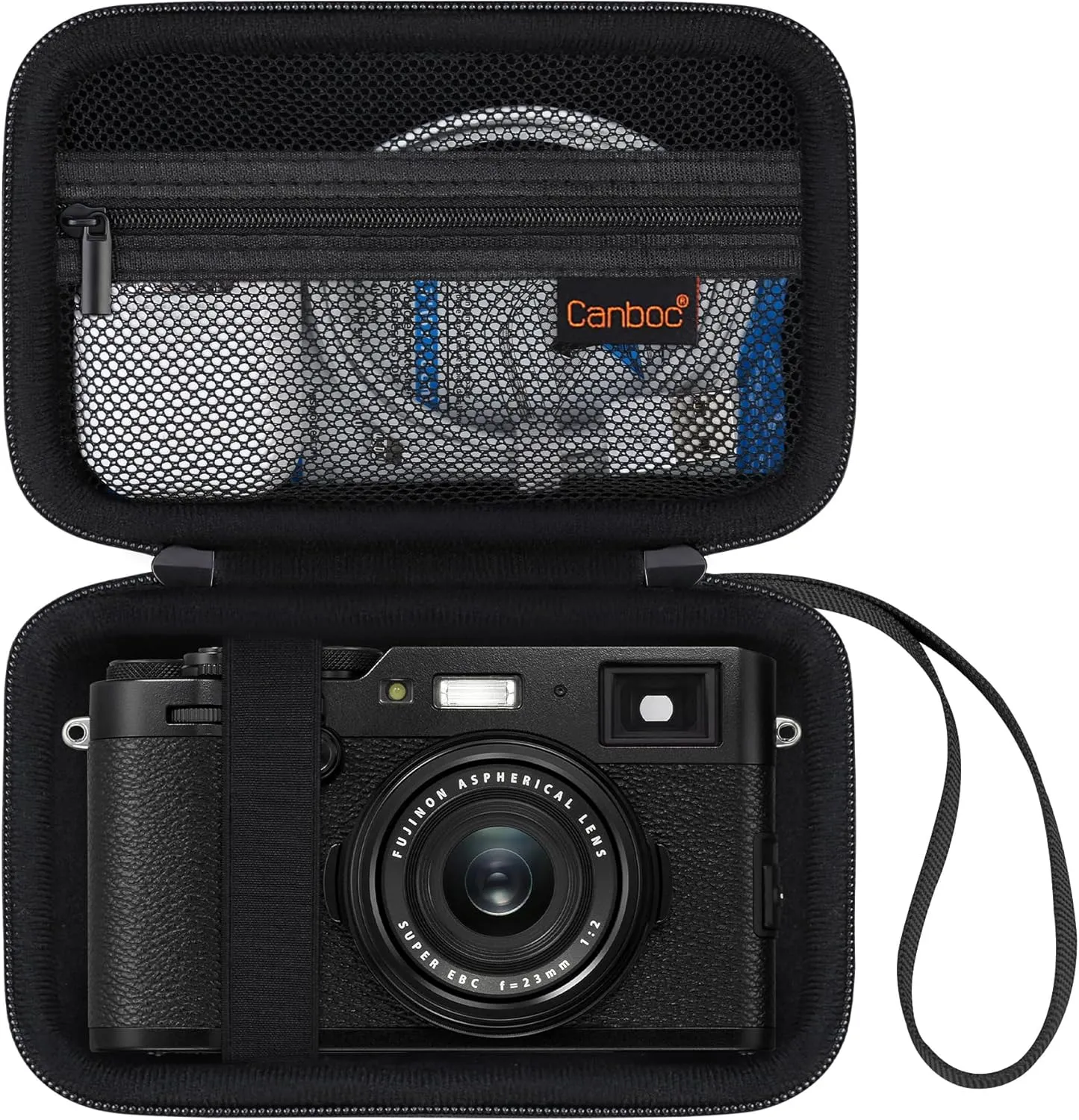 Canboc Carrying Case for Fujifilm X100VI/ X100V/ X100F/ X100S Digital Camera, Zipper Mesh Pocket fit USB Cable, Black (Case Only)