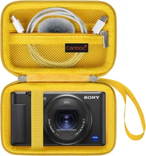 Canboc Carrying Case for Sony ZV-1/ ZV-1F/ ZV-1 II Digital Camera for Content Creators, Sony ZV1 Vlogging Camera Bag, Zipper Mesh Pocket fits USB Cable, Batteries, Yellow