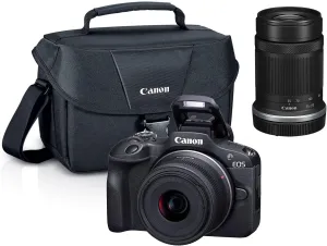 Canon EOS R100 Mirrorless Camera with RF-S18-45mm F4.5-6.3 is STM Lens & RF-S55-210mm F5-7.1 is STM, 24.1 Megapixel (APS-C Sensor) | Black with 200ES Camera Shoulder Bag