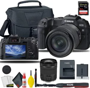 Canon EOS RP Mirrorless Digital Camera with 24-105mm f/4-7.1 Lens,   EOS Camera Bag   Sandisk Extreme Pro 64GB Card   6AVE Electronics Cleaning Set, and More (Renewed)