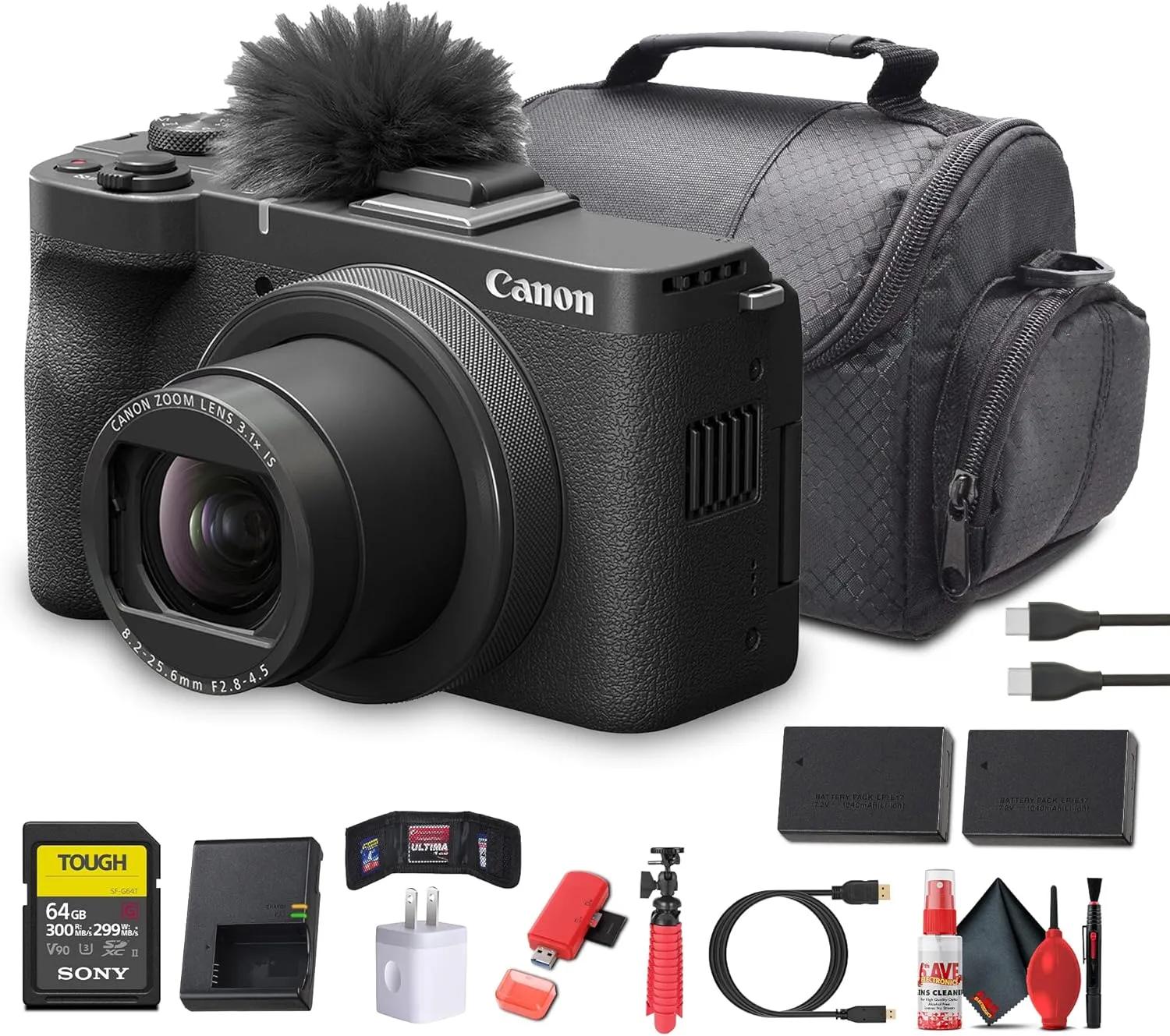 Canon PowerShot V1 4K Vlogging Camera (6390C001) | 1-Inch Sensor | Flip Screen | Face Tracking AF | Compact 4K Content Creation   64GB Memory Card   LP-E17   More (Renewed)