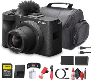 Canon PowerShot V1 4K Vlogging Camera (6390C001) | 1-Inch Sensor | Flip Screen | Face Tracking AF | Compact 4K Content Creation   64GB Memory Card   LP-E17   More (Renewed)