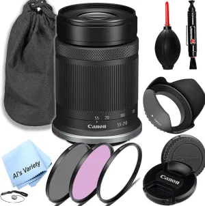 Canon RF-S 55-210mm f/5-7.1 is STM Lens (Canon RF),3 Piece Filter Kit,Lens Pouch,Hood and More (11pc) (Renewed)