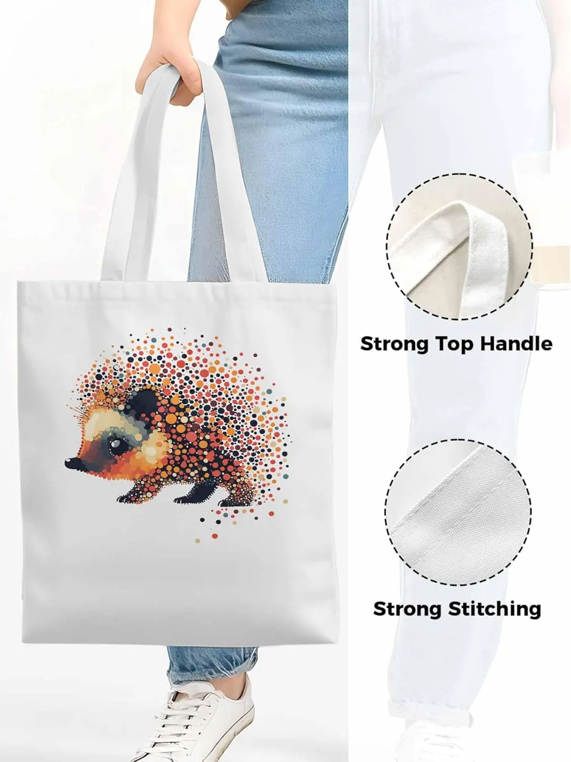 Canvas Tote Bag, Abstract Hedgehog patterned Canvas Tote Handbags for Women Shoulder Bag,