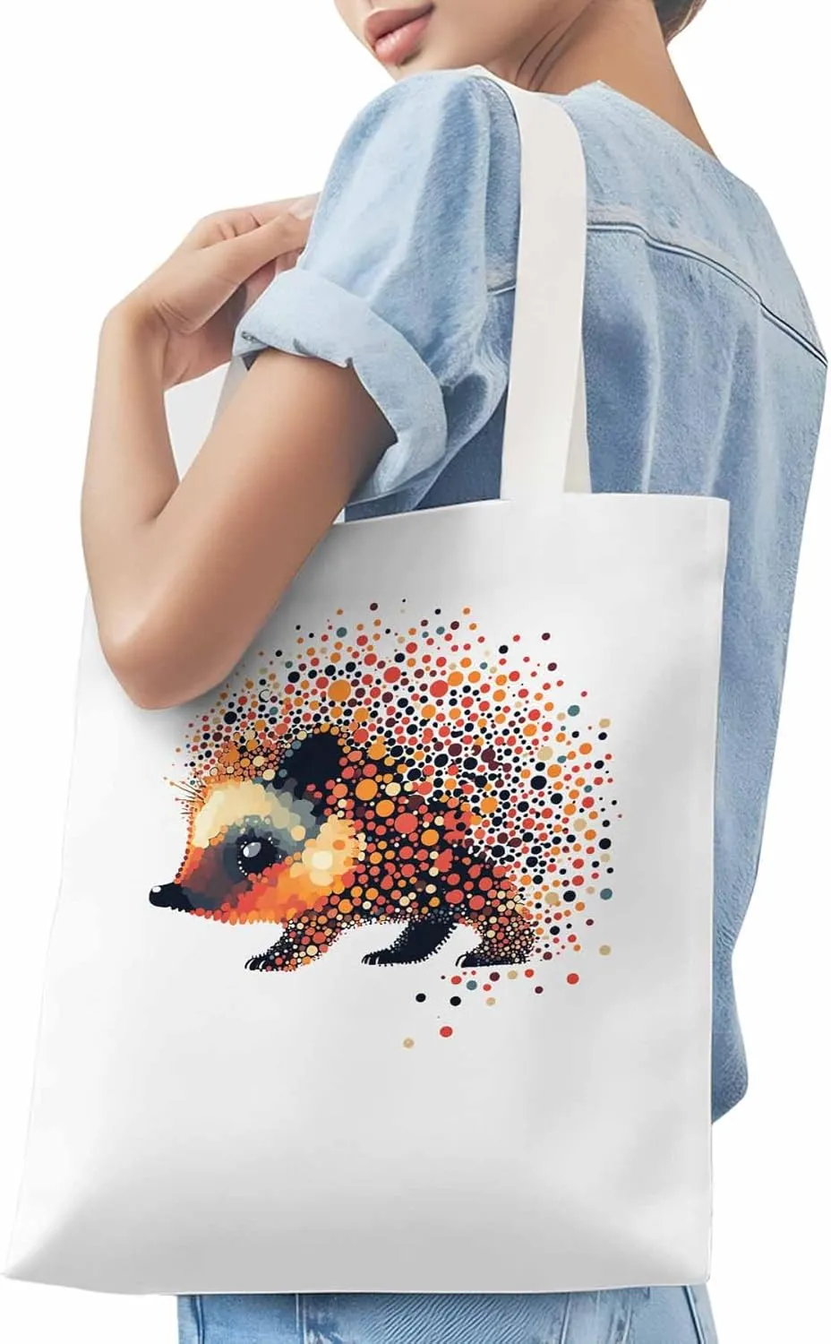 Canvas Tote Bag, Abstract Hedgehog patterned Canvas Tote Handbags for Women Shoulder Bag,