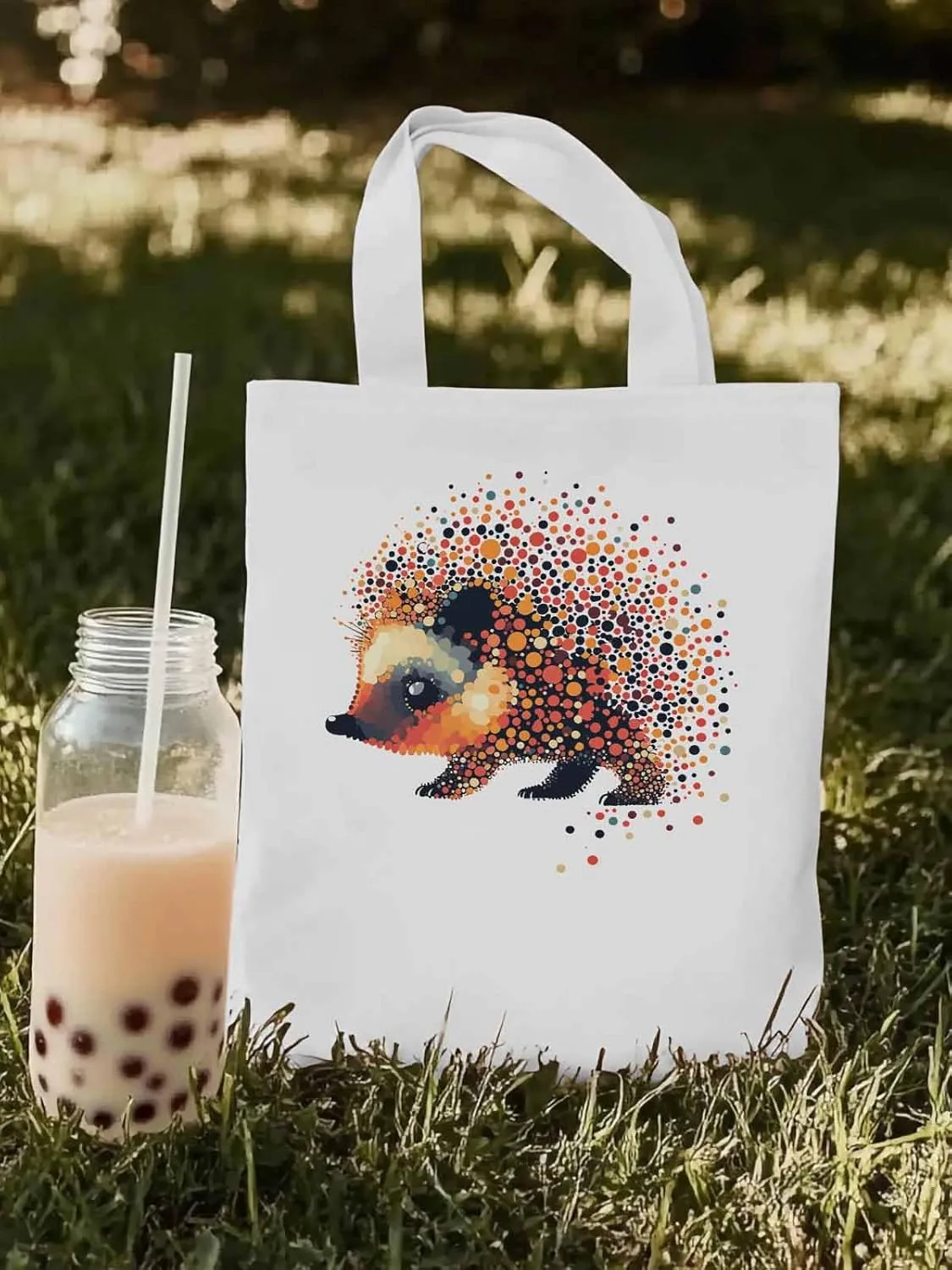 Canvas Tote Bag, Abstract Hedgehog patterned Canvas Tote Handbags for Women Shoulder Bag,
