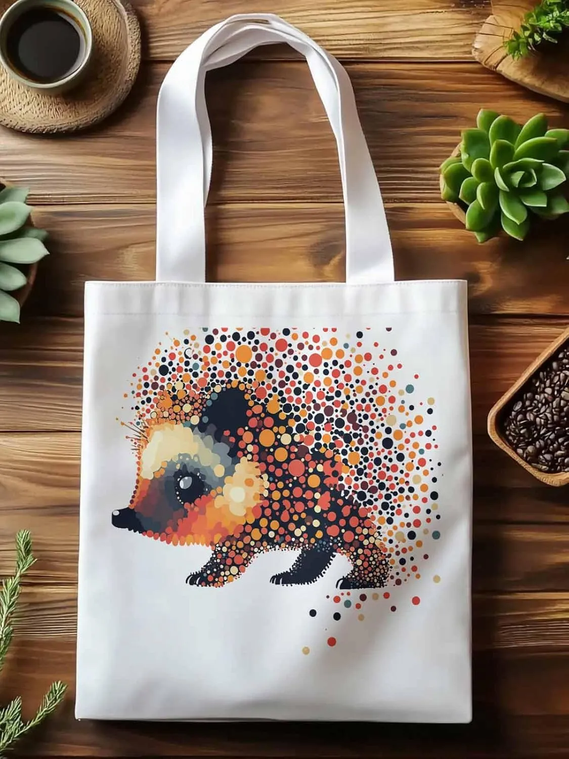 Canvas Tote Bag, Abstract Hedgehog patterned Canvas Tote Handbags for Women Shoulder Bag,