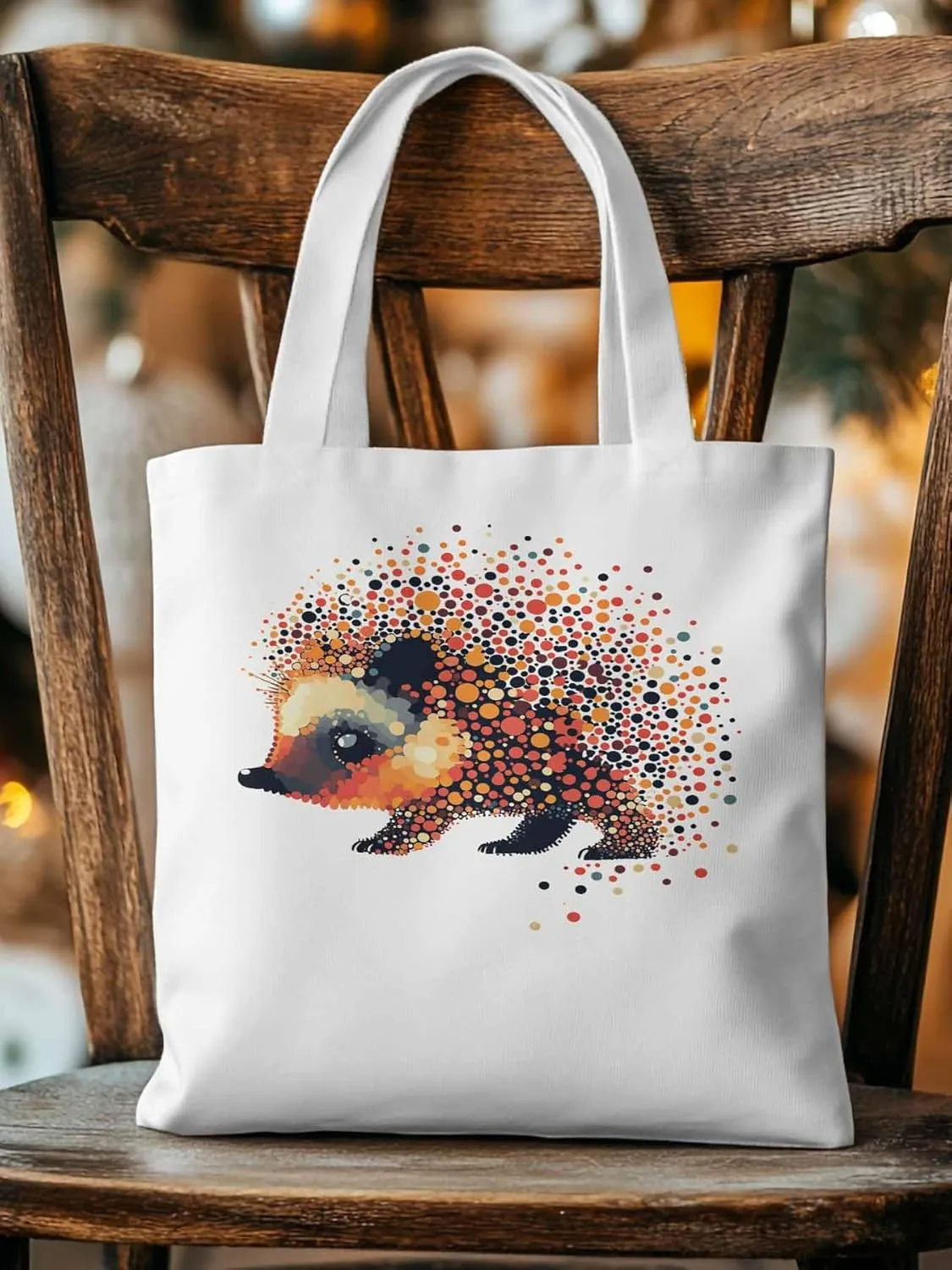 Canvas Tote Bag, Abstract Hedgehog patterned Canvas Tote Handbags for Women Shoulder Bag,